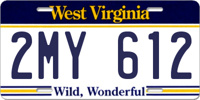 WV license plate 2MY612