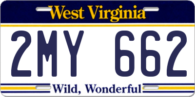 WV license plate 2MY662