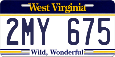 WV license plate 2MY675