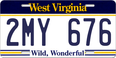 WV license plate 2MY676
