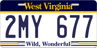 WV license plate 2MY677