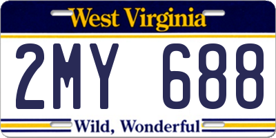 WV license plate 2MY688