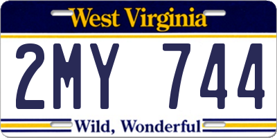 WV license plate 2MY744