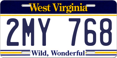 WV license plate 2MY768
