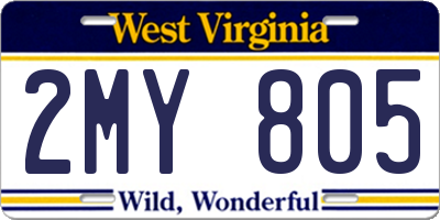 WV license plate 2MY805