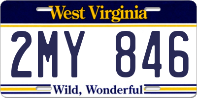 WV license plate 2MY846