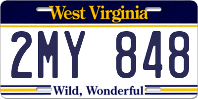 WV license plate 2MY848
