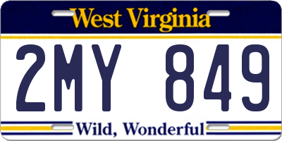 WV license plate 2MY849
