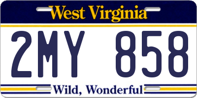 WV license plate 2MY858