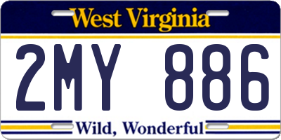 WV license plate 2MY886