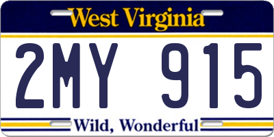 WV license plate 2MY915