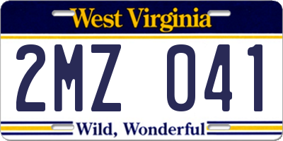 WV license plate 2MZ041