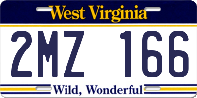 WV license plate 2MZ166