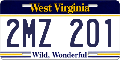 WV license plate 2MZ201