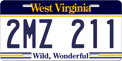 WV license plate 2MZ211