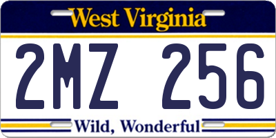 WV license plate 2MZ256