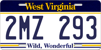 WV license plate 2MZ293
