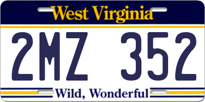 WV license plate 2MZ352