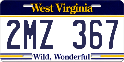 WV license plate 2MZ367