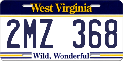 WV license plate 2MZ368