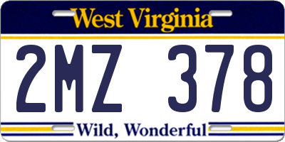 WV license plate 2MZ378