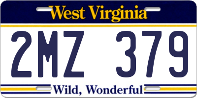 WV license plate 2MZ379