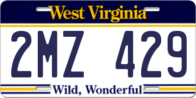 WV license plate 2MZ429