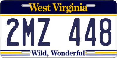 WV license plate 2MZ448