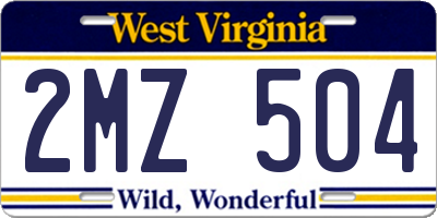 WV license plate 2MZ504
