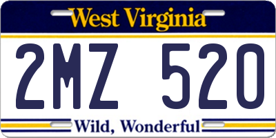 WV license plate 2MZ520