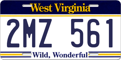 WV license plate 2MZ561