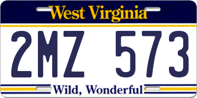 WV license plate 2MZ573