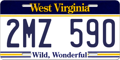 WV license plate 2MZ590