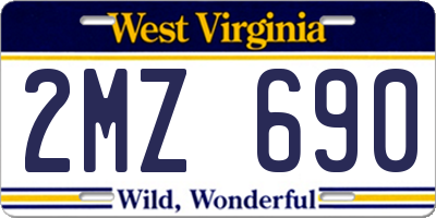 WV license plate 2MZ690