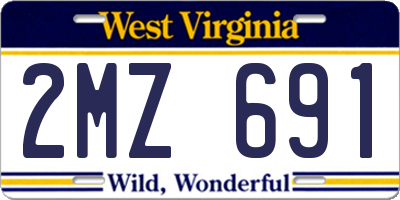 WV license plate 2MZ691