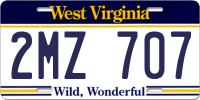 WV license plate 2MZ707