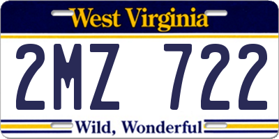 WV license plate 2MZ722