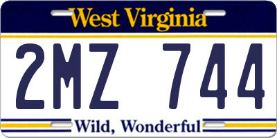 WV license plate 2MZ744