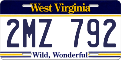 WV license plate 2MZ792