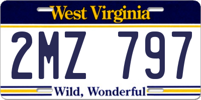 WV license plate 2MZ797