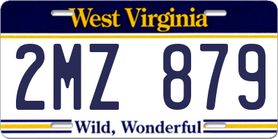 WV license plate 2MZ879