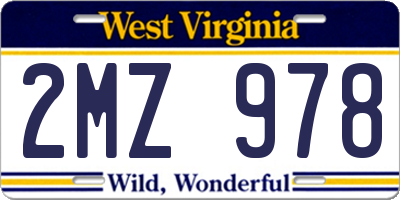 WV license plate 2MZ978