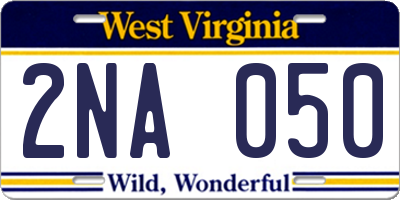 WV license plate 2NA050
