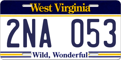 WV license plate 2NA053