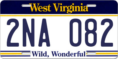 WV license plate 2NA082