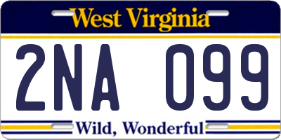 WV license plate 2NA099