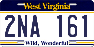 WV license plate 2NA161