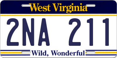 WV license plate 2NA211