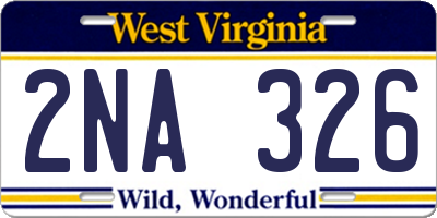 WV license plate 2NA326