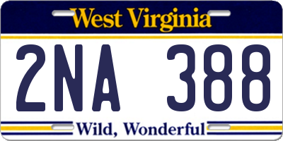 WV license plate 2NA388